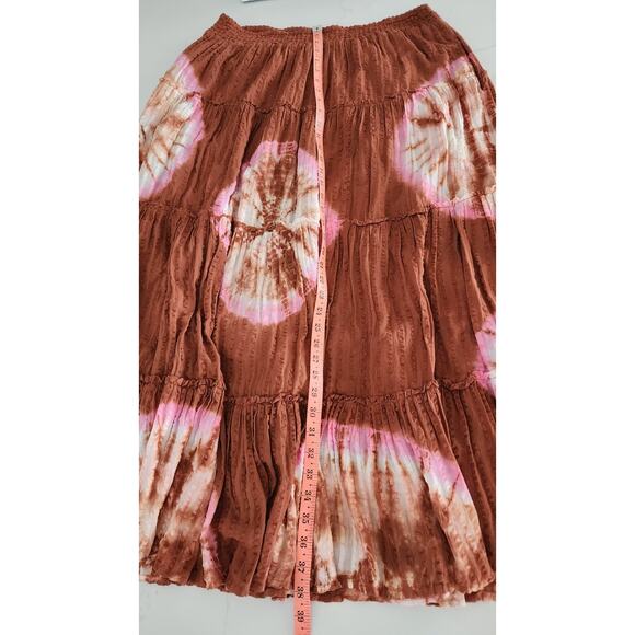 The Odells Anthropologie Tie Dye Flowy Pink 38"L Maxi Skirt Size 1X Made india - Picture 5 of 6